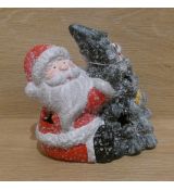 LED vianočná dekorácia, keramická - santa