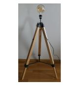 Drevená stojanová lampa bez tienidla, hnedá - statív + SMART LED žiarovka