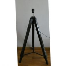 Drevená stojanová lampa bez tienidla, čierna - statív