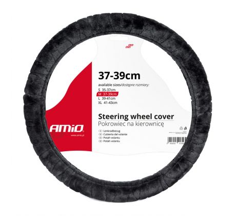 Poťah volantu, AMiO, čierny - (37-39cm)