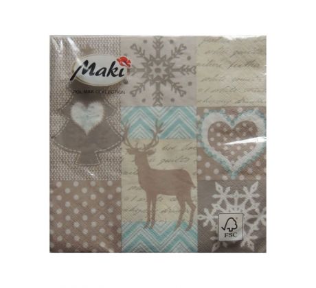 Servítky Christmas 1 vhodné na decoupage cena za 1 ks