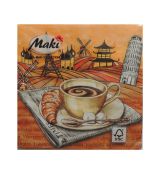 Servítky Coffee 3 vhodné na decoupage cena za 1 ks