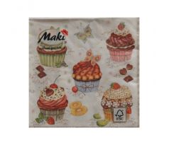 Servítky Cupcake vhodné na decoupage cena za 1 ks