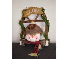 Vianočná dekorácia - snehuliak - 32x24,5cm. Závesná dekorácia