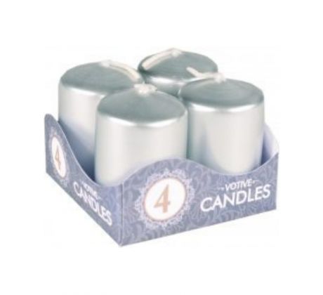 Adventné sviečky 4ks - Metalický strieborné