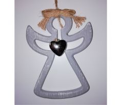 Vianočná dekorácia, závesná 16cm - Anjel