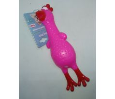 Hračka pre psa kurča 18cm ružová