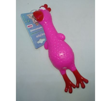 Hračka pre psa kurča 18cm ružová