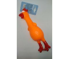 Hračka pre psa kurča 18cm oranžova