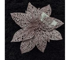 Vianočná ozdoba hviezda so štipcom ružová 15cm