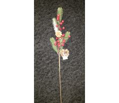 Vianočná vetvička so šiškou a jarabinou 59cm