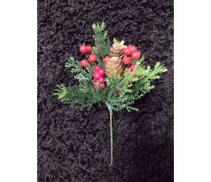 Vianočná vetvička s jarabinou mala 22cm