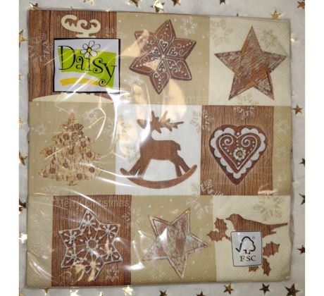 Vianočne servítky Perník 33x33cm 20ks