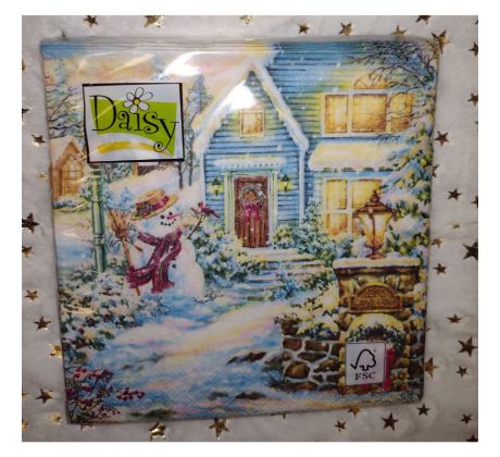 Vianočne servítky Zasnežená vianočná krajina 33x33cm 20ks