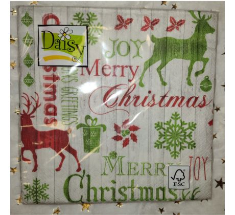 Vianočne servítky Merry Christmas 33x33cm 20ks