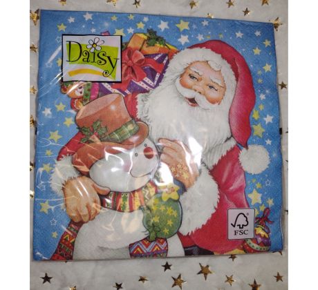 Vianočne servítky Santa a snehuliak 33x33cm 20ks