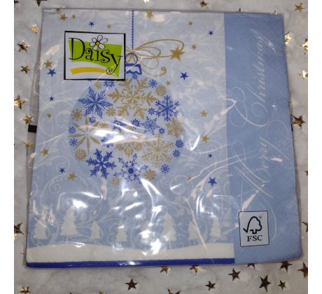 Vianočne servítky Modrá guľa 33x33cm 20ks