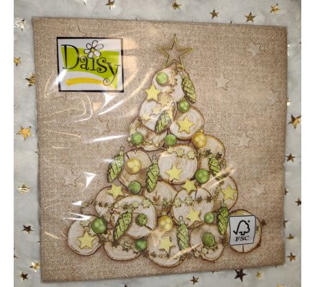 Vianočne servítky Drevený stromček 33x33cm 20ks