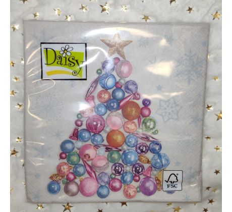 Vianočne servítky Stromček farebný 33x33cm 20ks