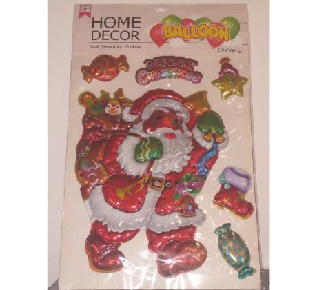 Vianočné nálepky na stenu - Mikuláš 3D