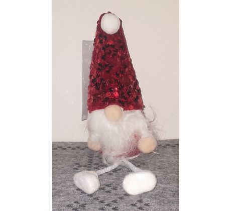Vianočný škriatok s červenou čiapkou a nohami