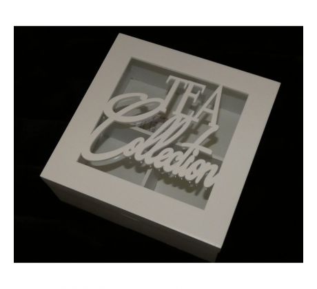 Drevená krabička na čaj, 4 priehradky 8x18x18