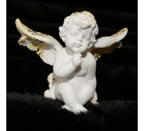 Polyresinová figúrka anjel bielo-zlatá