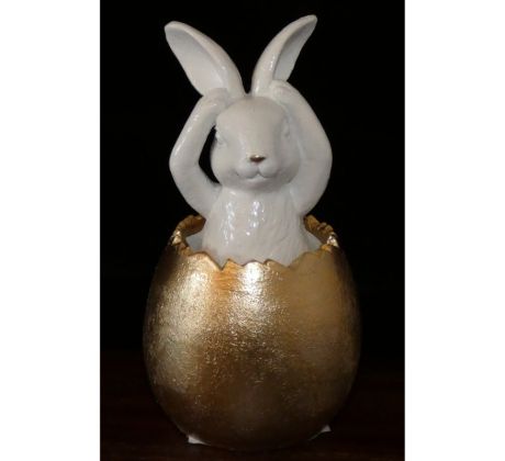 Keramická figúrka zajac vo vajíčku - (14x7x7cm)