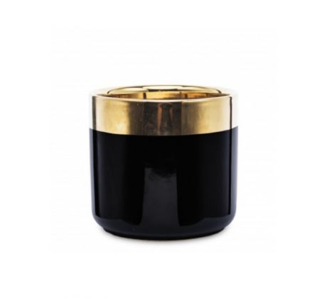 Keramický kvetináč čierno-zlatý - (10x10,5x10,5cm)