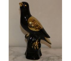 Keramická figúrka vták čierno-zlata - (21x12x7cm)