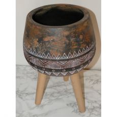 Keramický kvetináč hnedý s nožkami - (49,5x29x29cm)