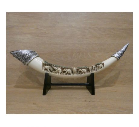 Dekorácia etno soška so slonmi - (18x41x7cm)