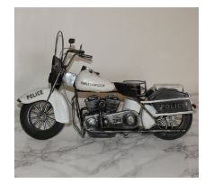 Kovová replika motocykla biela - (25,5x40,5x17cm)