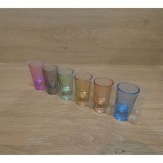 Poháriky, sklenené 20ml - 6ks, farebné