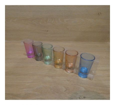 Poháriky, sklenené 20ml - 6ks, farebné