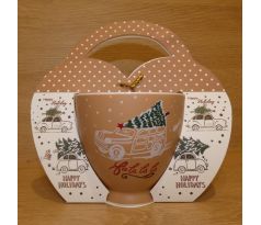 Sviatočný hrnček 390ml - Vianočný stromček na aute