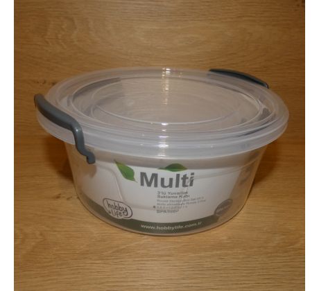 Set okrúhlych dóz, plastových - 0,6+1,2+2,1l