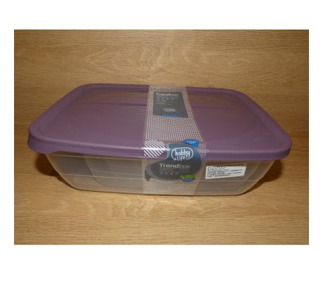 Set dóz, plastových - 0,3+0,6+1,2+2+3l fialové