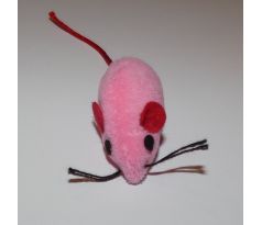 Hračka pre mačky - myš textilná 4cm, ružová