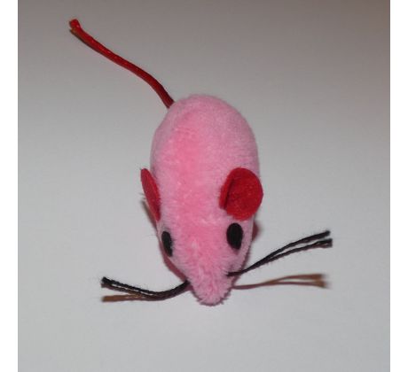 Hračka pre mačky - myš textilná 4cm, ružová