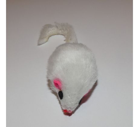 Hračka pre mačky - myš textilná 4cm, biela