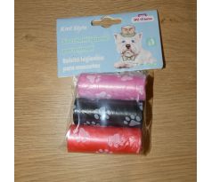 Vrecká na psie exkrementy, farebné - 3ks