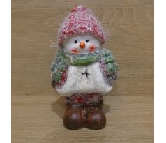 LED vianočná dekorácia, keramická - snehuliak