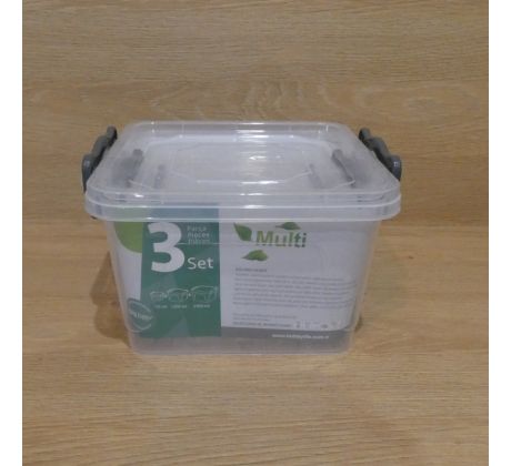 Set úložných dóz, plastových - 0,55+1,2+2,4l