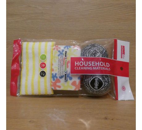 Sada čistiacich prostriedkov pre domácnosť - Hubka + Handra + 2x Drôtenka