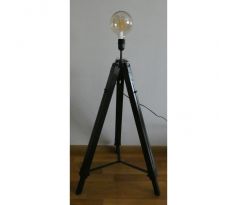 Drevená stojanová lampa bez tienidla, čierna - statív + SMART LED žiarovka