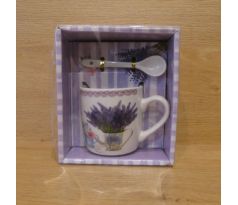 Sada šálky s lyžičkou - Levanduľa v polievačke 210ml