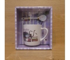 Sada šálky s lyžičkou - Levanduľa vo furiku 210ml