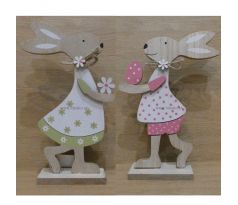 Dekorácia, veľkonočná Zajačica, drevená - 14x4,5x23cm