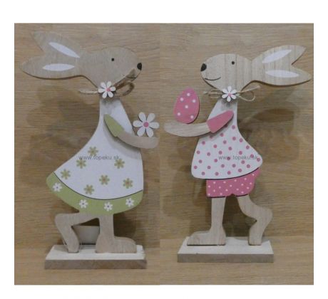 Dekorácia, veľkonočná Zajačica, drevená - 14x4,5x23cm